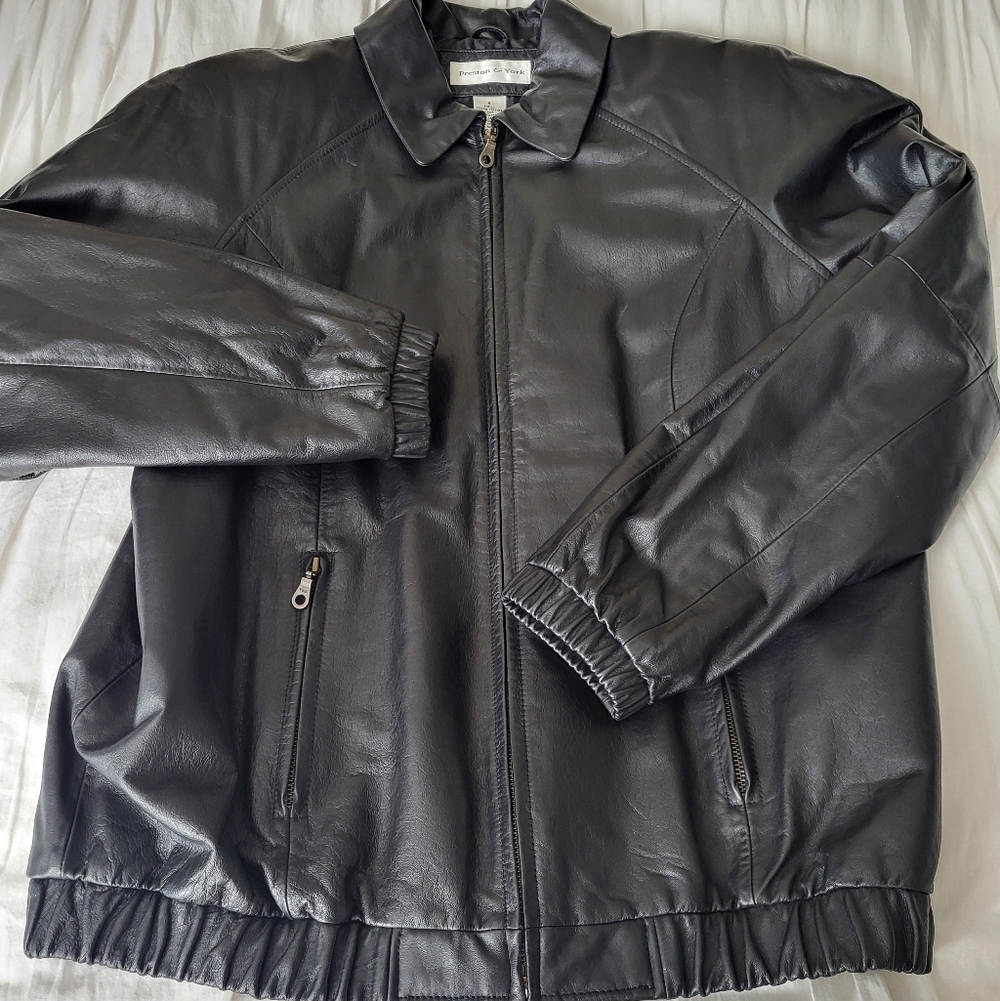 Preston & York Women's Zip Up Bomber Leather Jacket